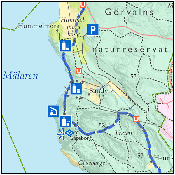 Karta för promenad i Görvälns naturreservat | Promenader i Stockholm