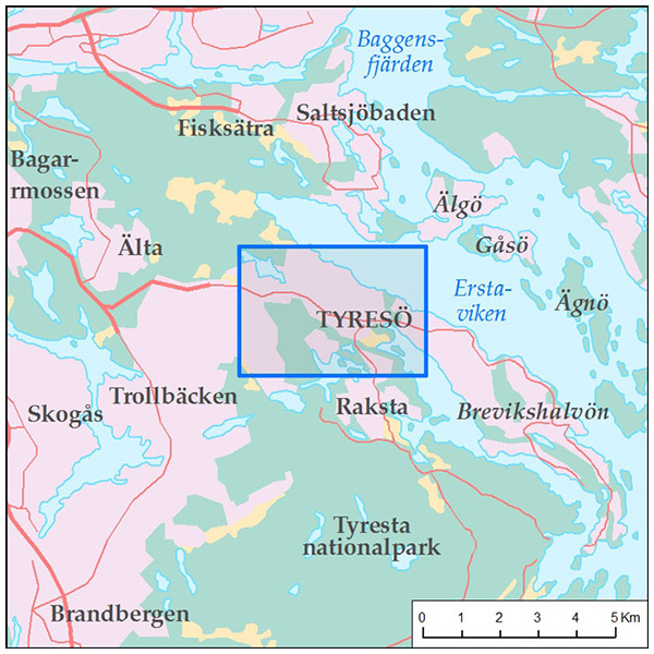 Karta för promenad i Tyresö | Promenader i Stockholm